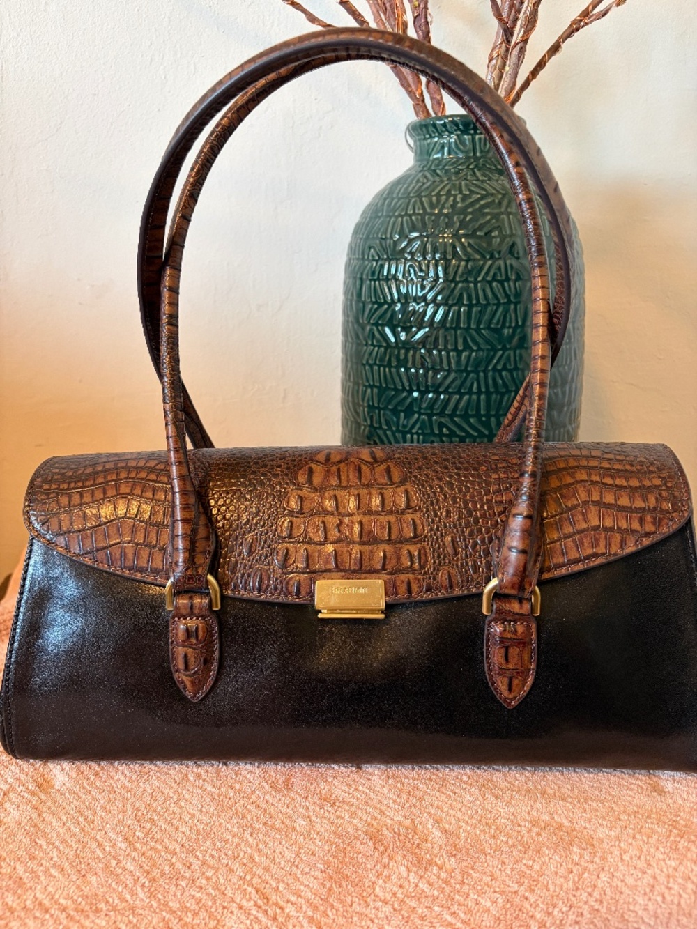 NWT Brahmin Dayan Satchel – Rare Mixed Media (Croc & Smooth Leather)